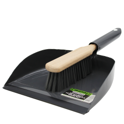 Buffalo Heavy Duty Metal Dustpan and Wooden Brush